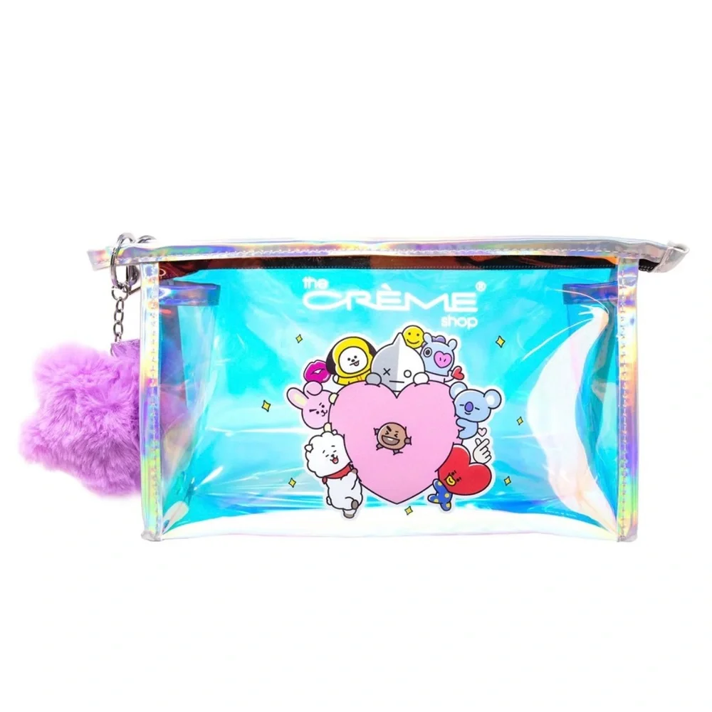 New The Crème Shop x BT21 iridescent holographic makeup bag